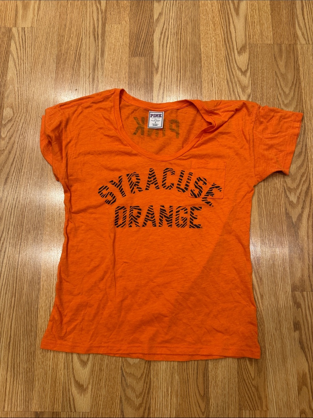PINK Victoria's Secret Orange Syracuse Graphic Tee